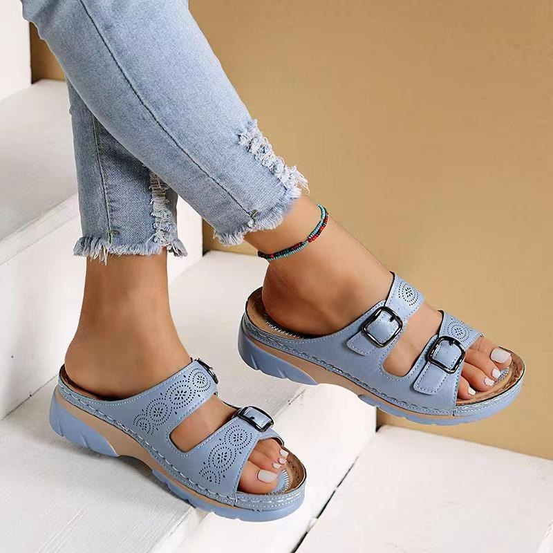 Women's orthopedic adjustable sandals with cushioned arch support and elegant timeless silhouette
