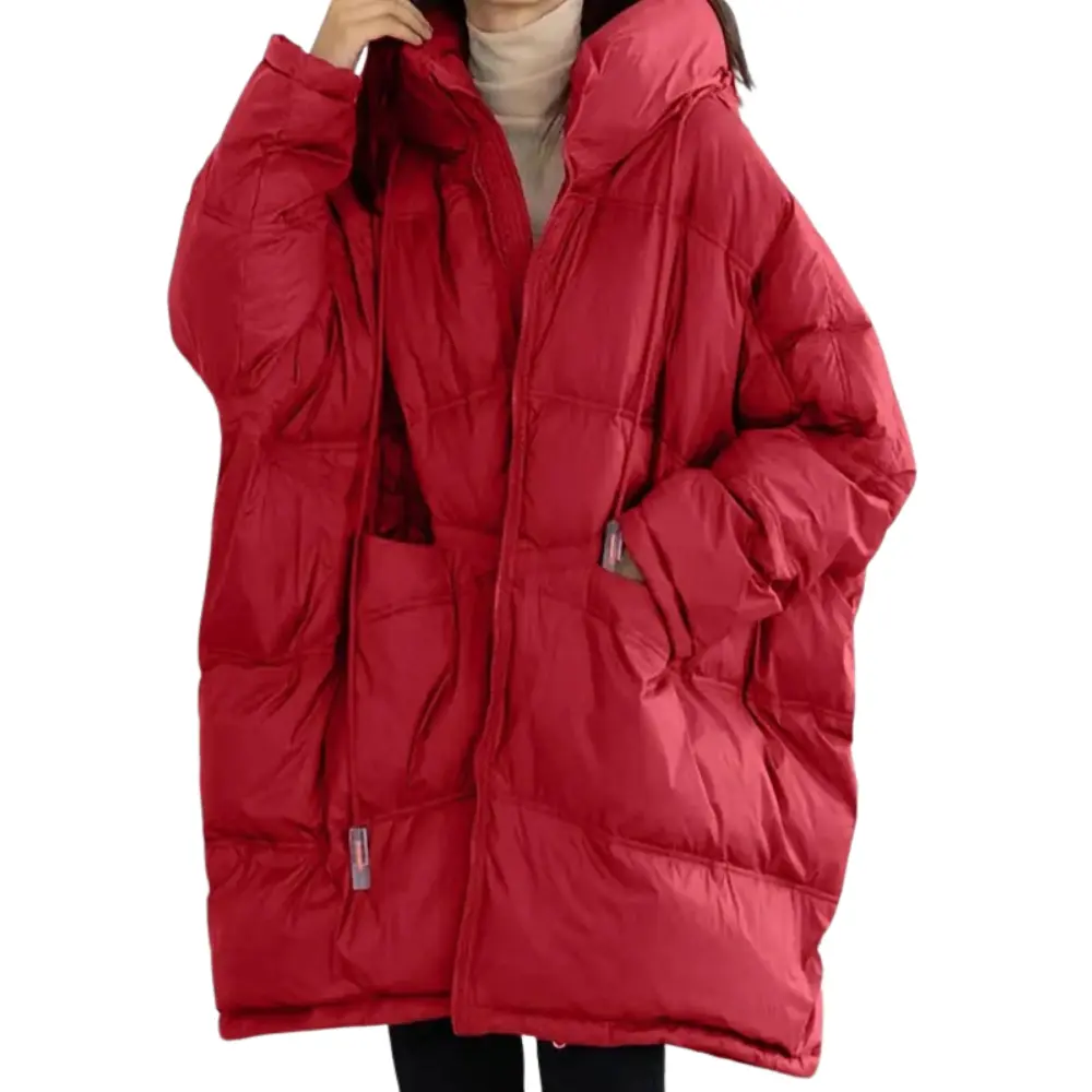 Women's oversized padded jacket with adjustable hood, 90% down fill, full-zip winter coat