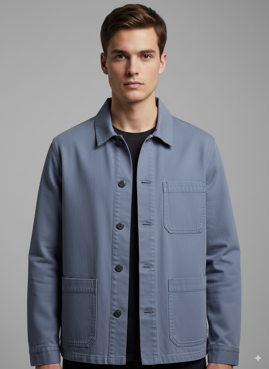 Men's casual cotton-blend jacket relaxed fit button-front with chest pocket versatile everyday wear