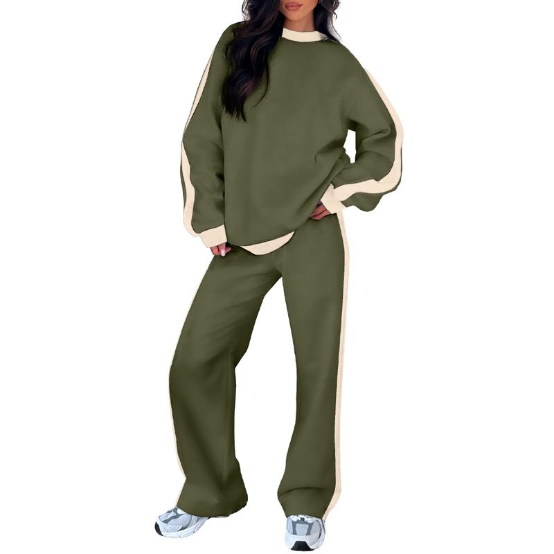 Cozy relaxed-fit sweatshirt matching set in neutral tones with soft breathable fabric for everyday comfort