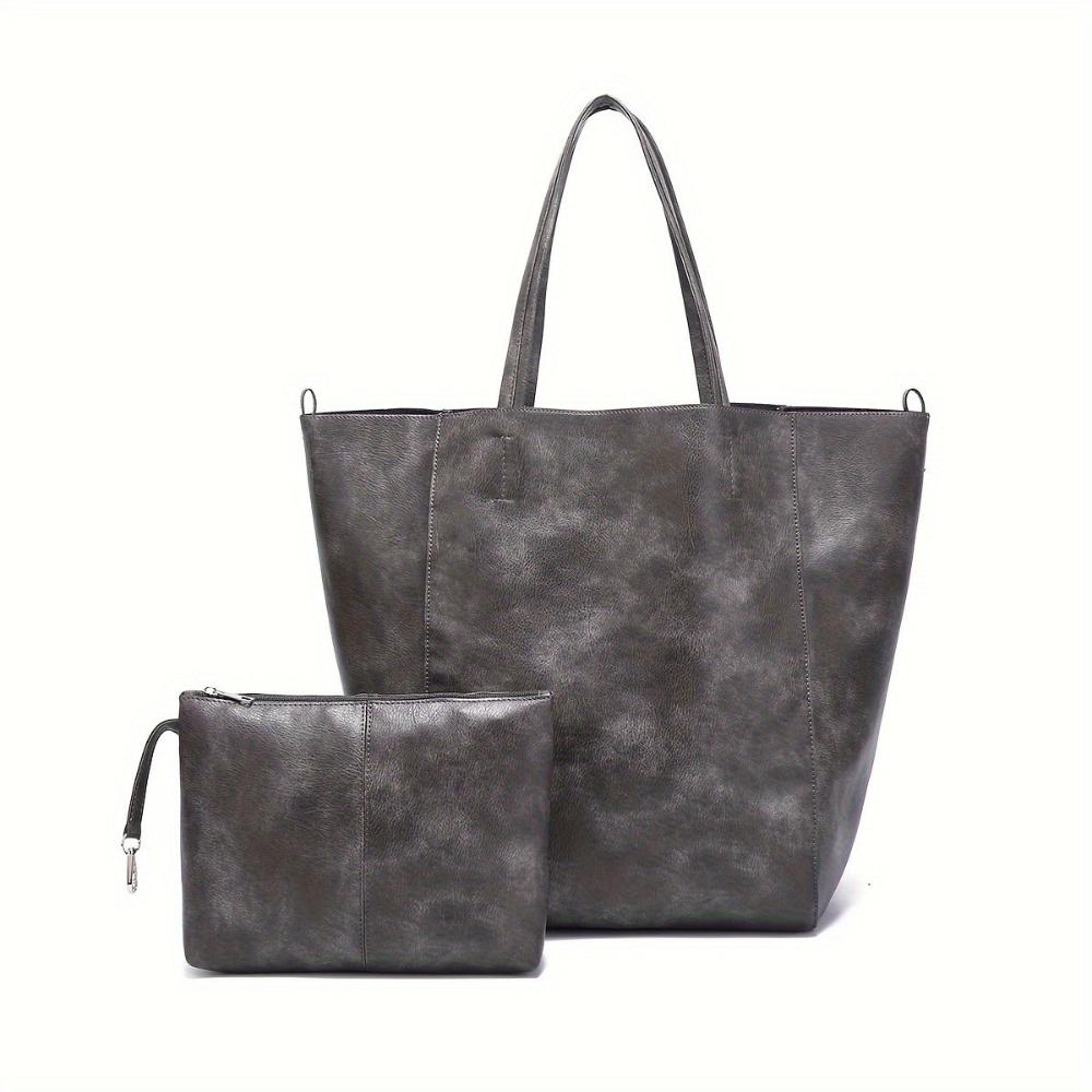 Wavlynn Heather vegan leather tote bag in neutral tone with detachable pouch and spacious all-season design