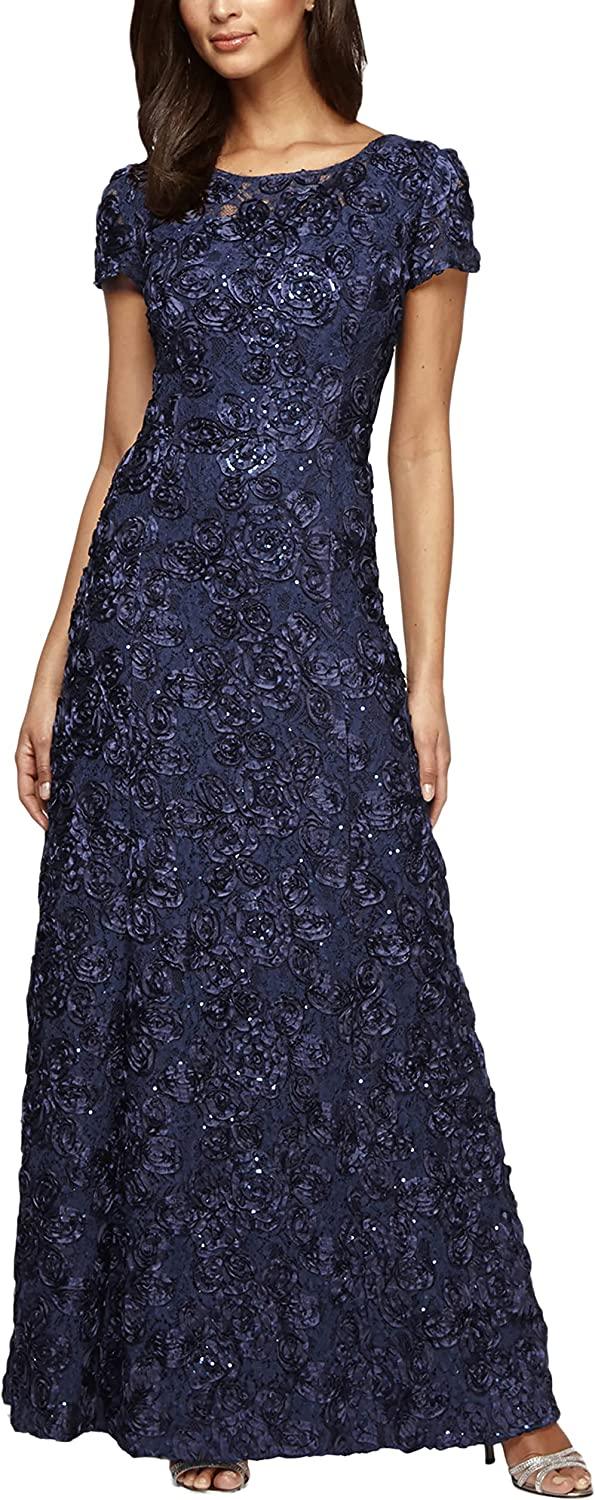 Alex Evenings AE81171346 Long Cap Sleeve Formal Dress - Wavlynn