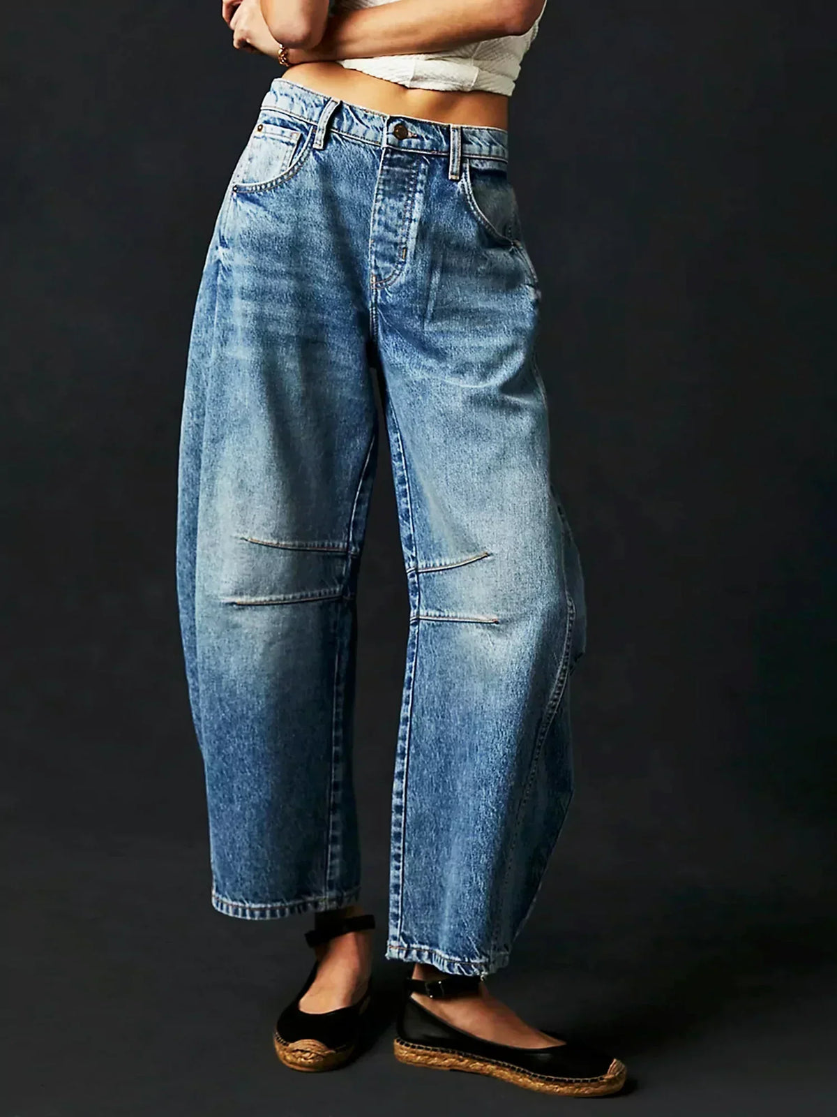 Women's wide leg loose fit jeans with bold leopard print pattern for casual winter style