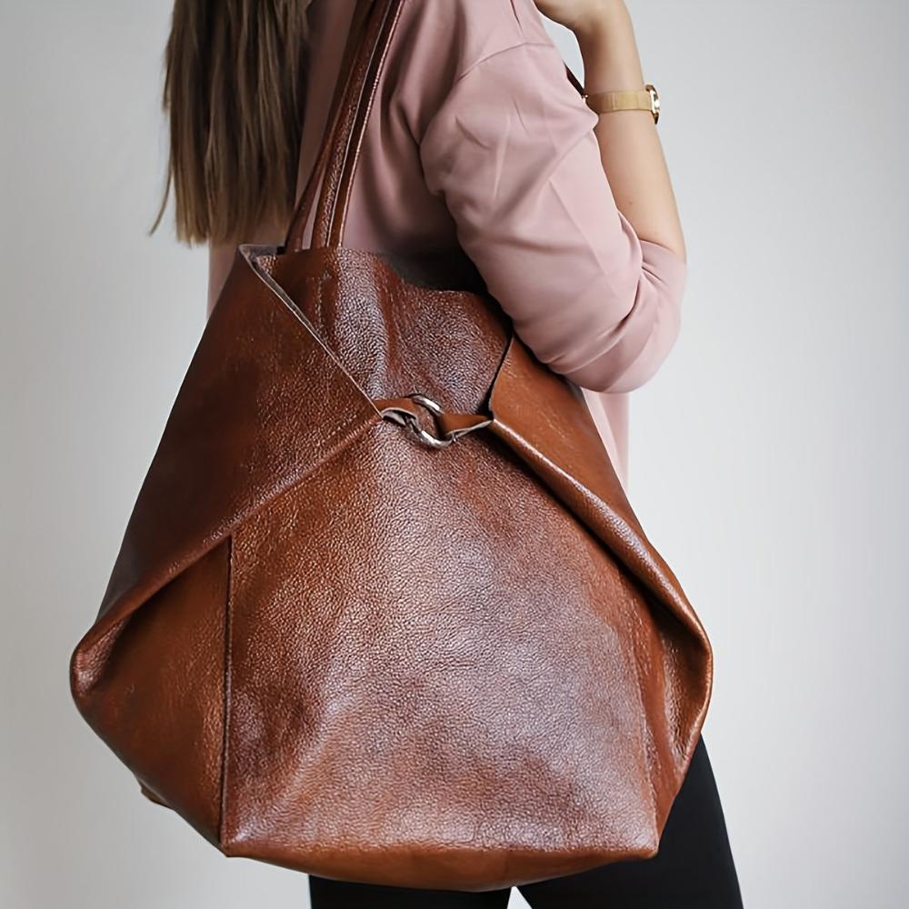 Wavlynn Heather vegan leather tote bag neutral tone spacious silhouette with detachable pouch