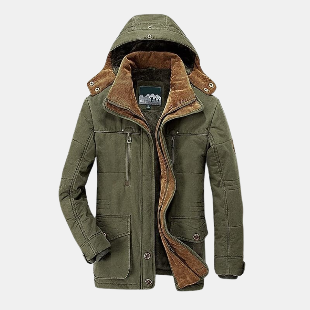Ellis lined winter jacket in neutral tone with insulated quilted design and cold-weather protection