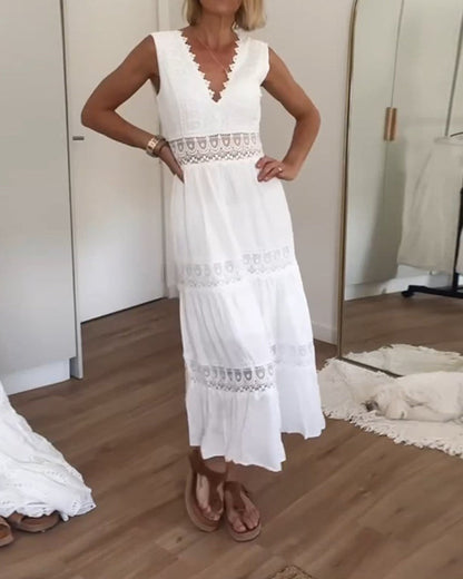 Women's boho wrap flowy draped dress with tie-waist detail, airy silhouette flattering every curve