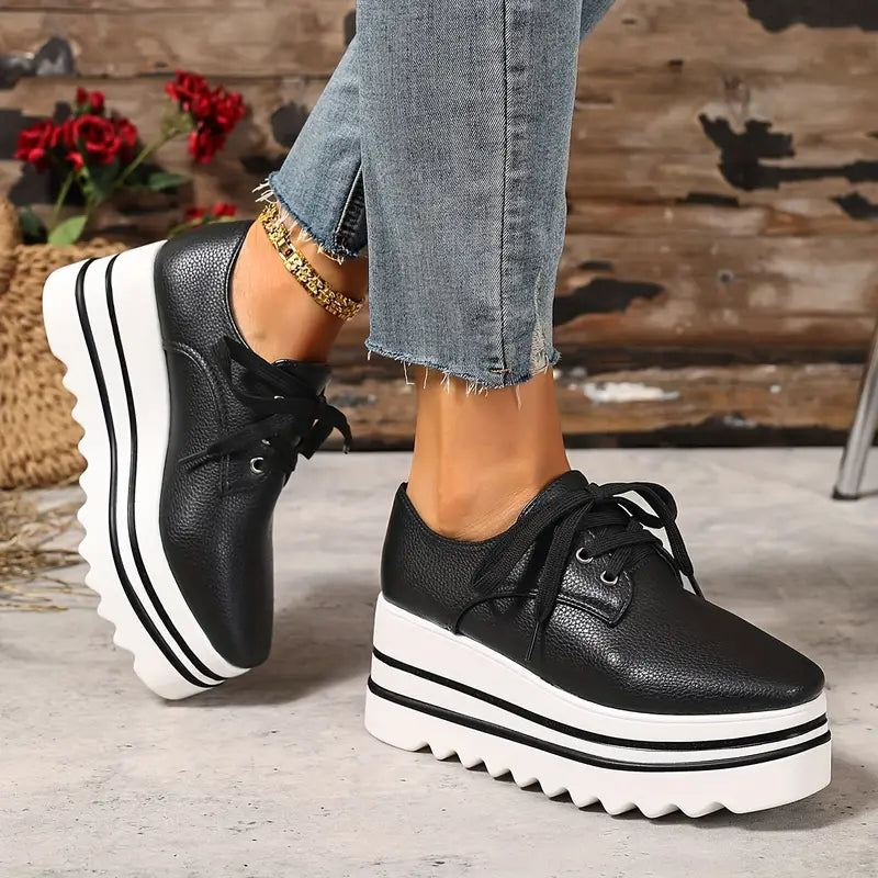 Bronta beige leather comfort platform shoes with posture-support sole for everyday wear