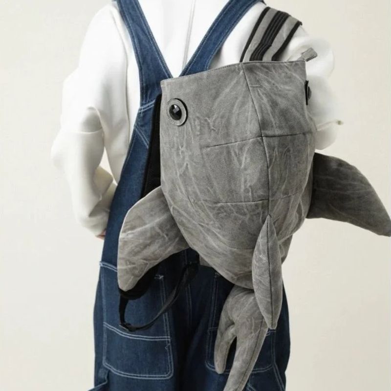 Kids sharky backpack by Wavlynn, durable spacious soft design with secure zipper closure