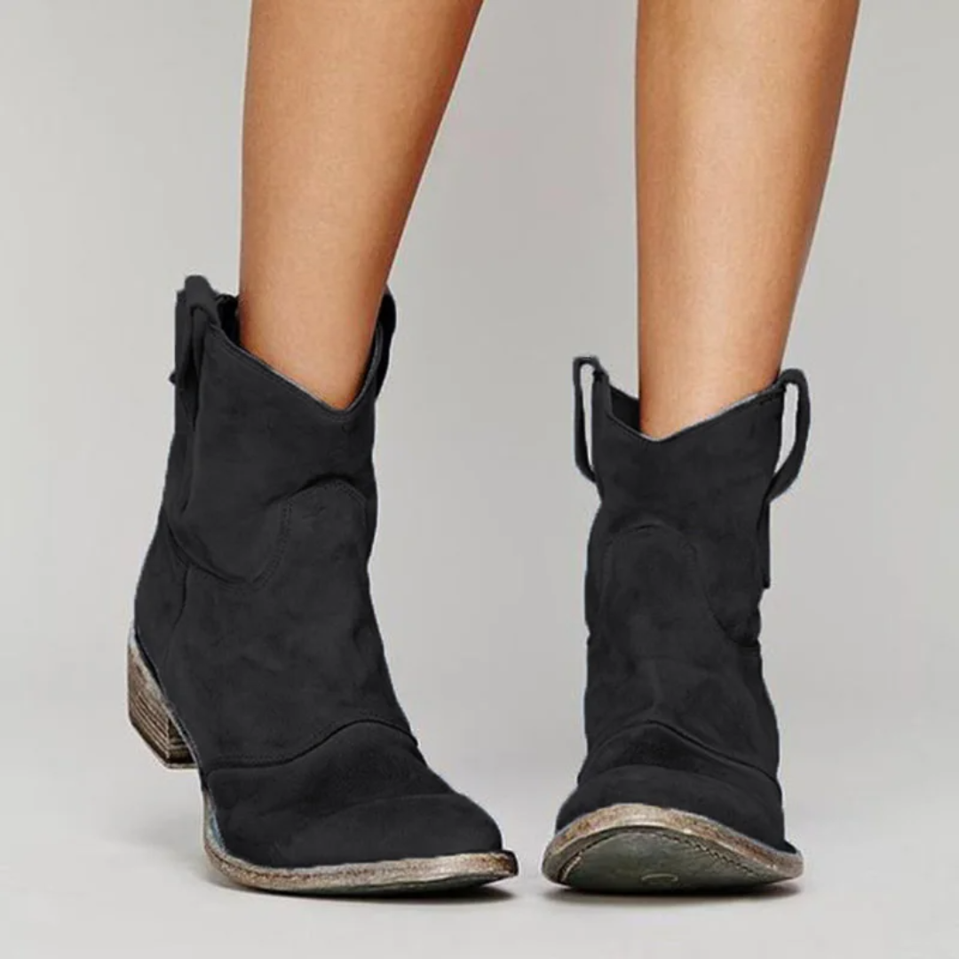 Mari chic brown suede ankle boots with sleek silhouette and leg-lengthening ankle-height cut