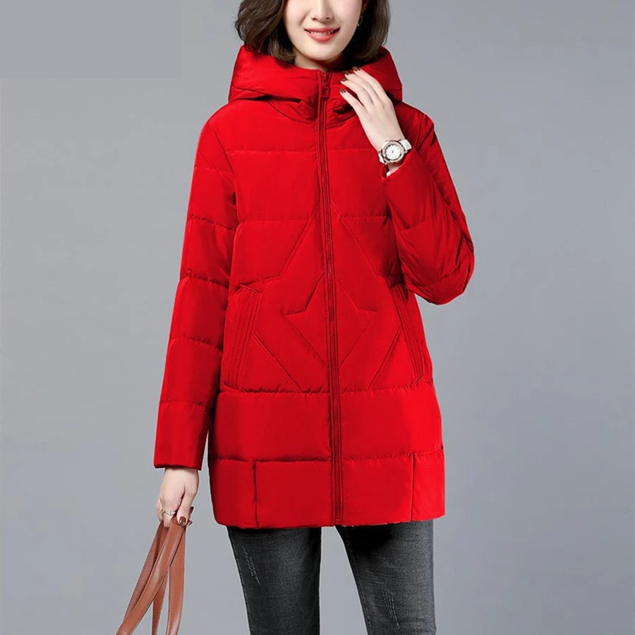 Women's cozy hooded winter jacket by Wavlynn in a warm-toned sleek silhouette for cold days