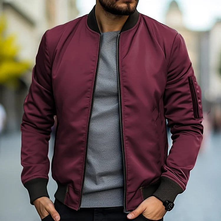 Men's lightweight bomber jacket in casual style with ribbed trims and modern contemporary cut