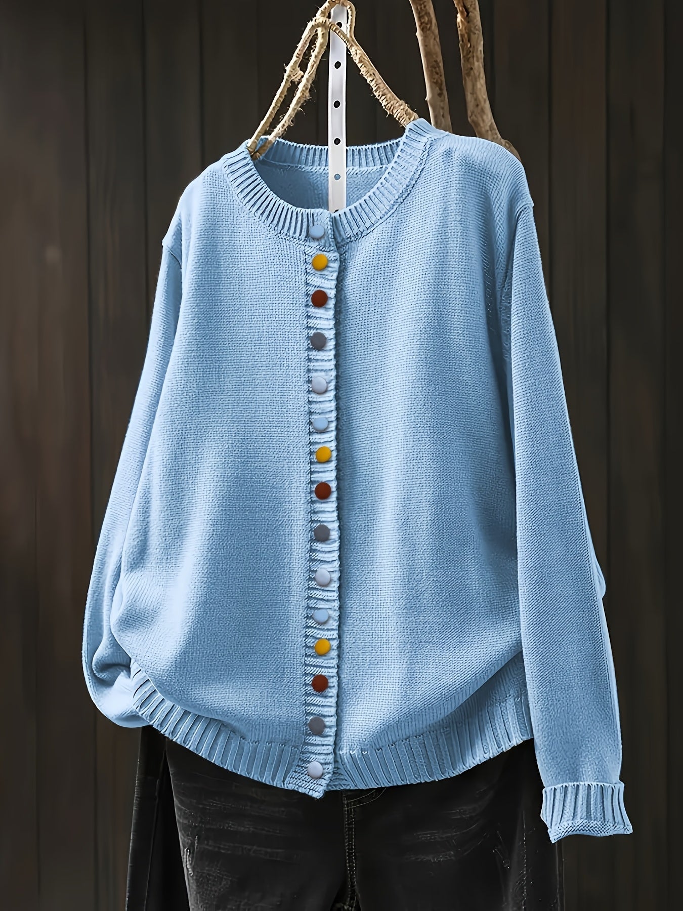 Gretchen relaxed-fit cardigan with decorative button accents, timeless feminine style for layering