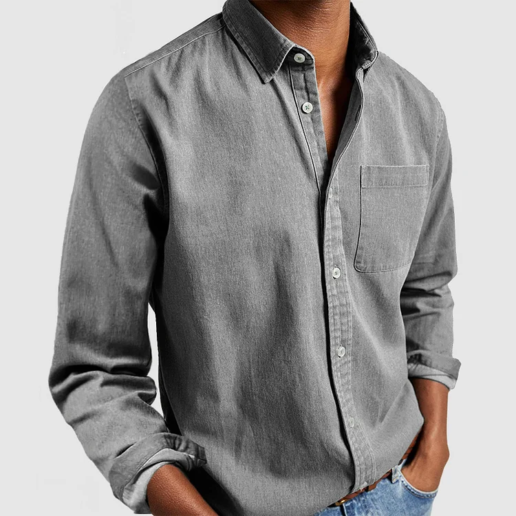 Cavell Military shirt men olive green relaxed fit breathable ultra-soft button-up polished style