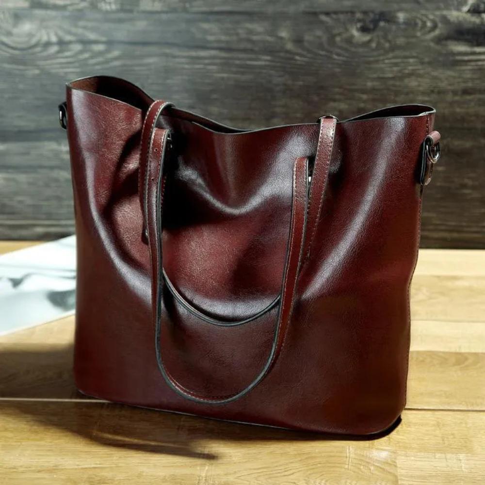 Wavlynn Kathy vegan PU leather bucket tote bag, spacious and durable with versatile carry options