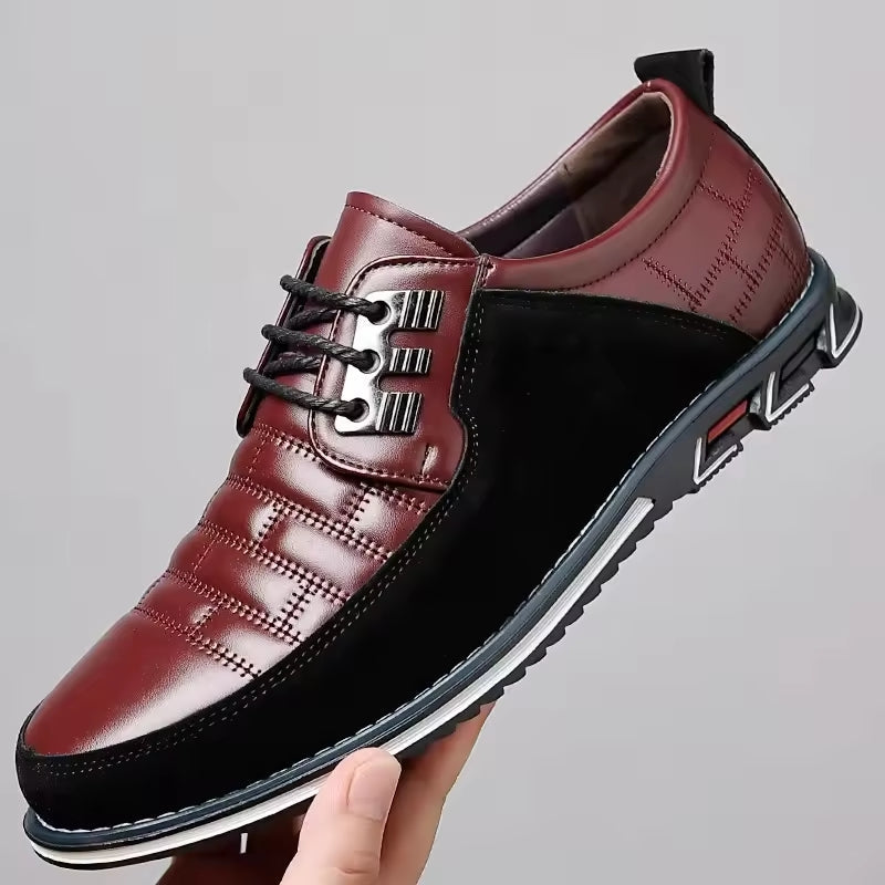 Orsten tan full-grain leather oxford shoes with premium stitching and performance sole