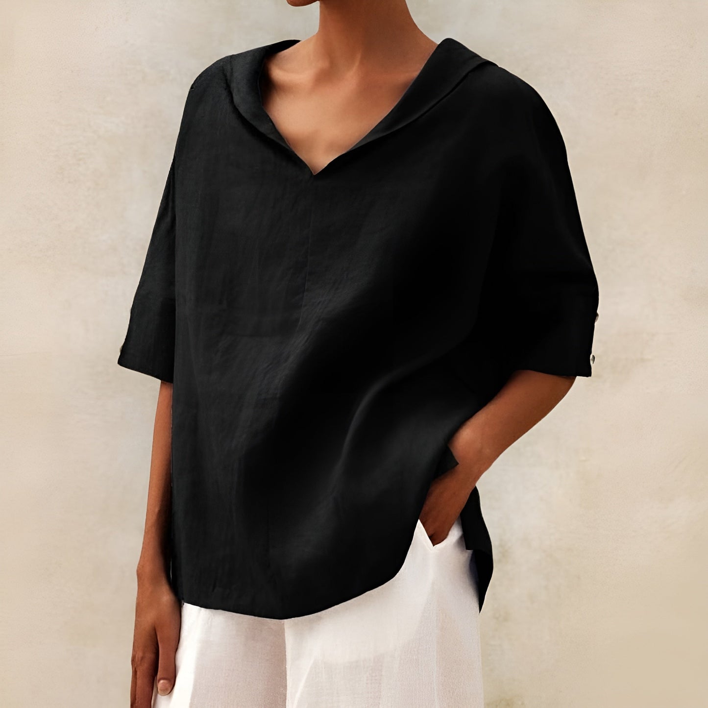 Kathleen™ relaxed-fit lightweight blouse in soft neutral tones with airy breathable fabric