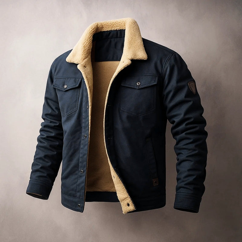 Unisex sherpa lined winter jacket windproof cotton shell multi-pocket design men women cold weather