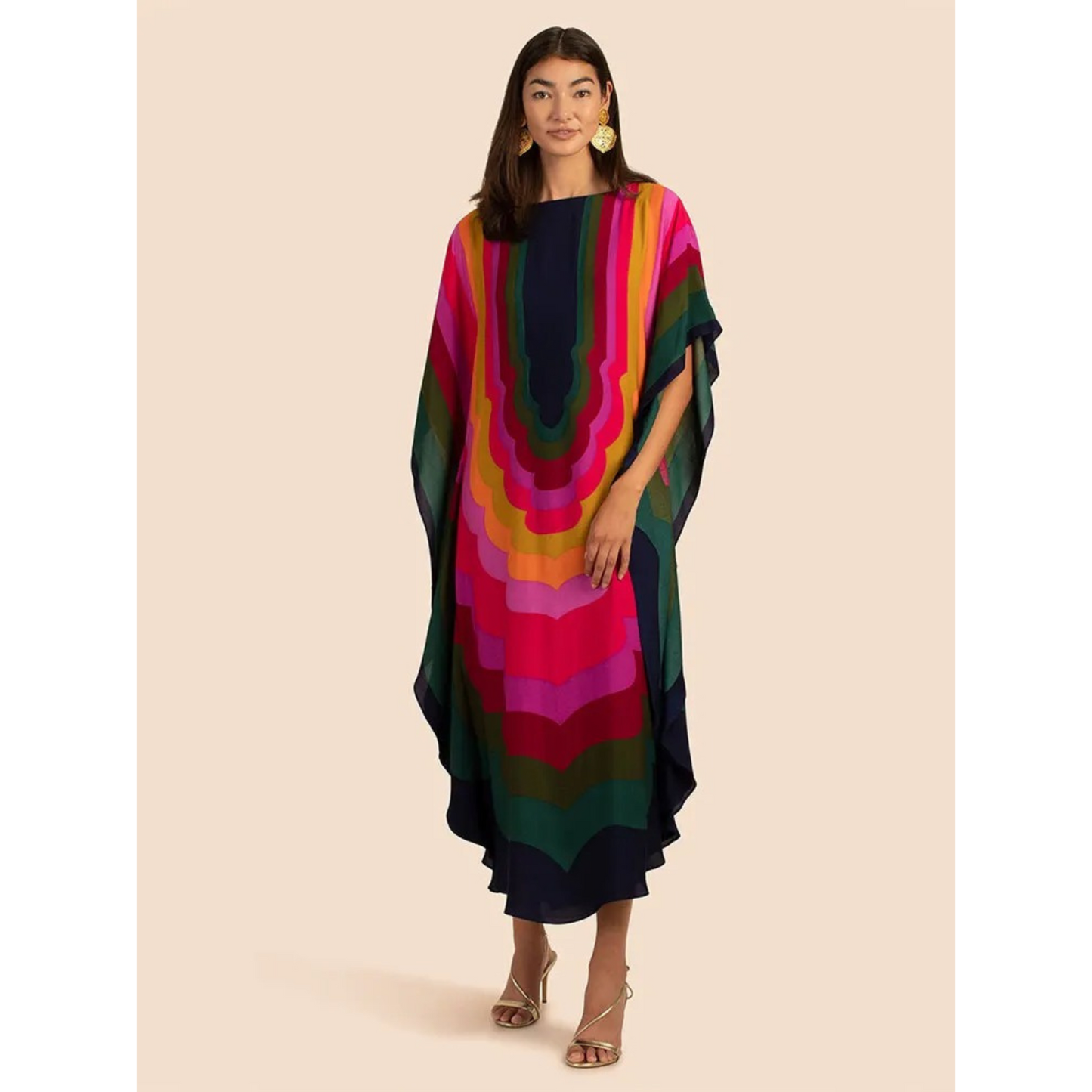 Women's loose fit V-neck kaftan beachwear cover-up, light airy bohemian style for beach days