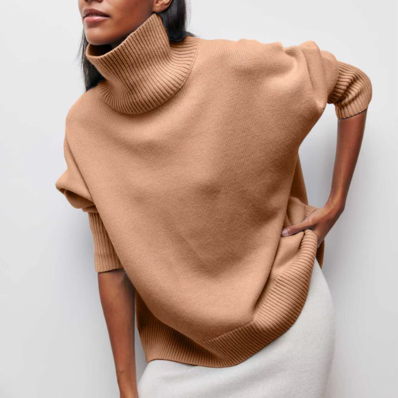 Montavi oversized turtleneck knit sweater relaxed fit high collar soft warm layering essential