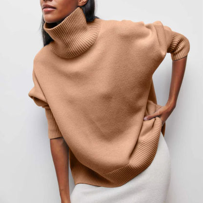 Montavi oversized turtleneck knit sweater relaxed fit high collar soft warm layering essential