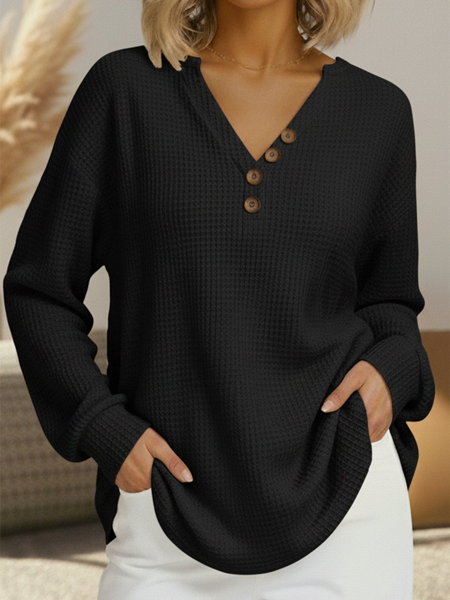Myra soft long sleeve sweater in relaxed fit, lightweight knit with flattering drape for everyday wear