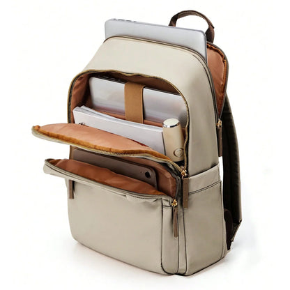 Wavlynn Cambridge Court water-resistant backpack with gold tone hardware, laptop compartment, urban style