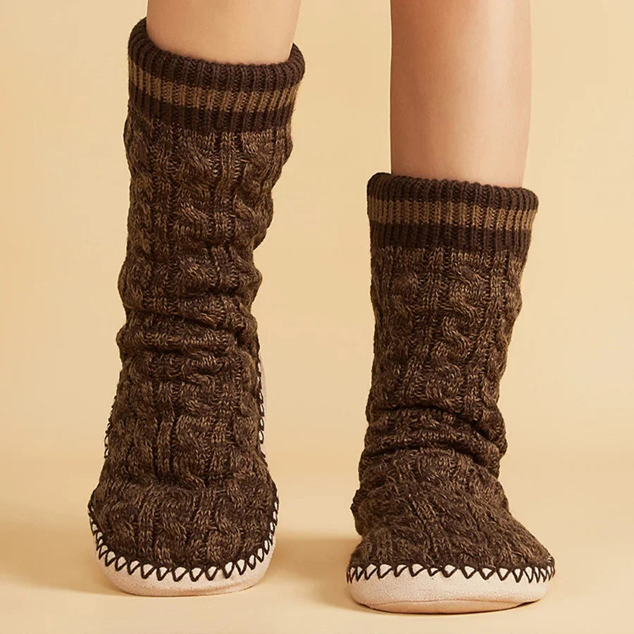 SoftSole lounge slippers with thick plush lining, non-slip sole, and cozy sock-like fit for winter