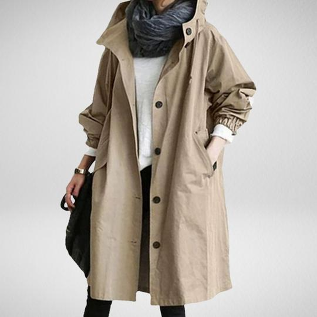 Women's casual long hooded coat relaxed fit lightweight layering transitional weather everyday comfort
