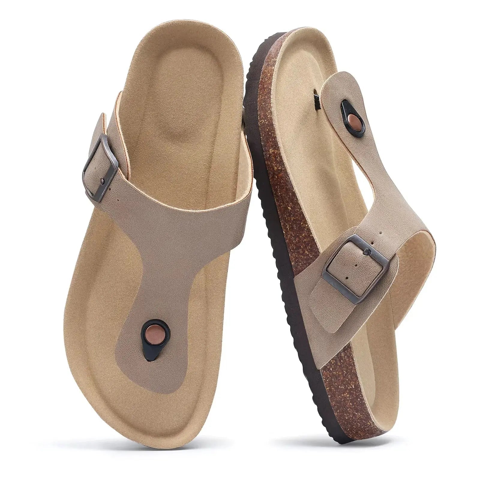 Women's adjustable strap clogs in suede with cork footbed, open-back silhouette for all-day comfort