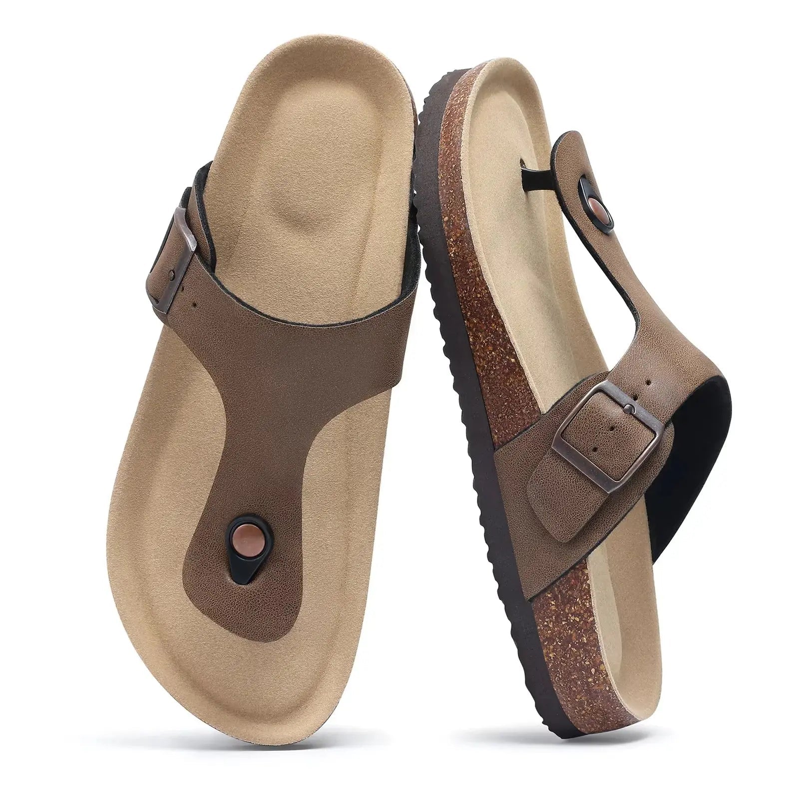 Women's adjustable strap clogs in suede with open-back design and cushioned cork footbed