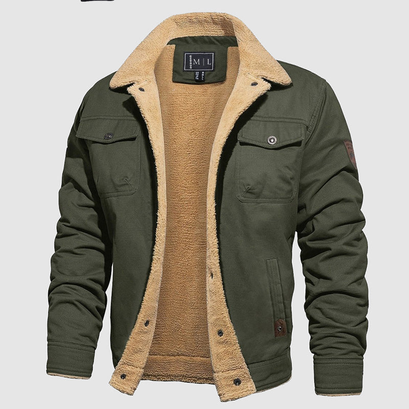 Black pilot jacket slim silhouette cotton-lined aviator style with multiple utility pockets