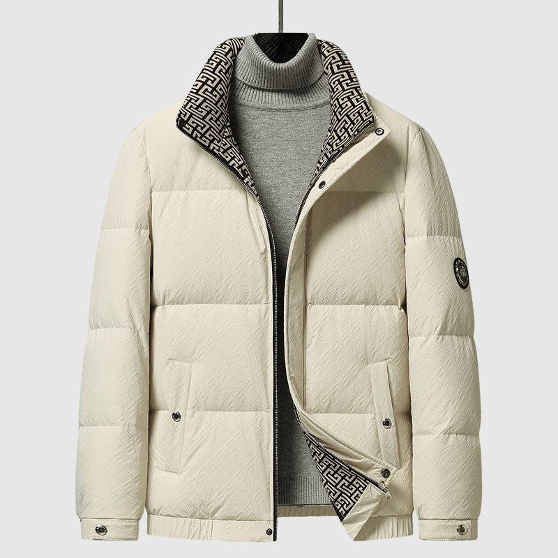 Alessandro Veneti Arctic white down jacket stand collar windproof insulated winter coat