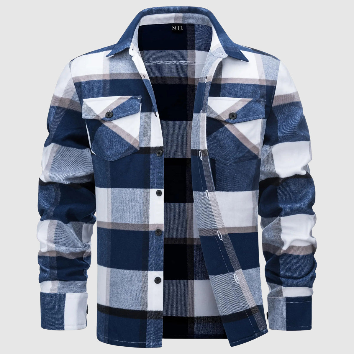 Alessandro Veneti metro check flannel shirt in warm earth tones with classic plaid pattern and relaxed fit