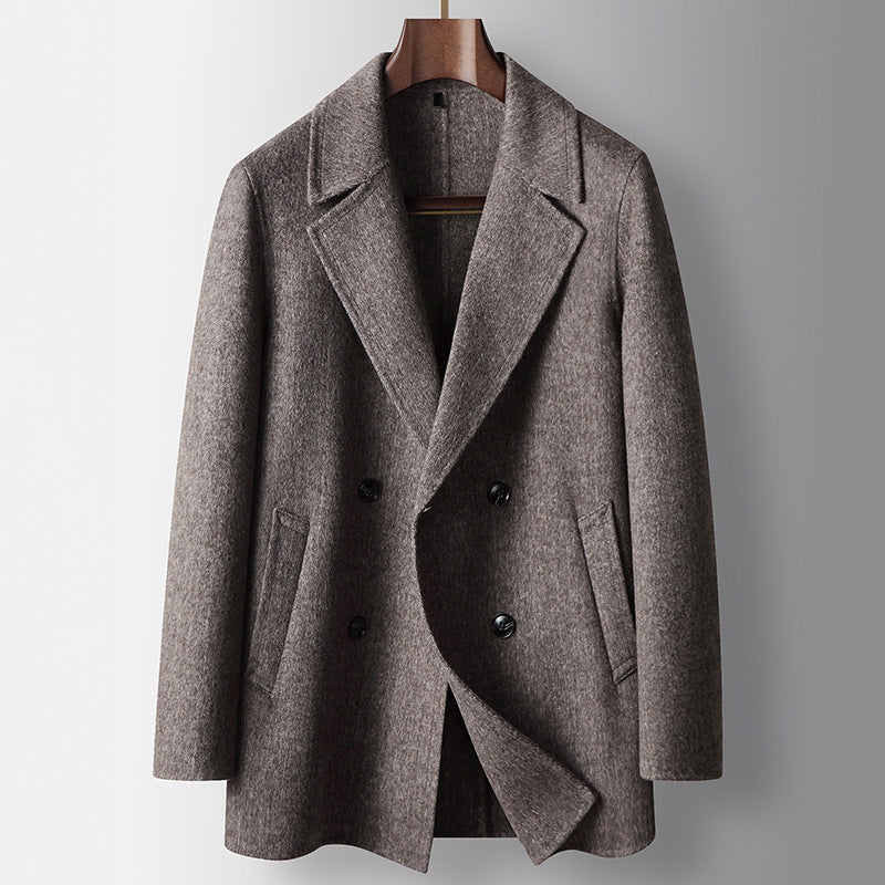 Alessandro Veneti Sondrio double-breasted wool blend coat with broad lapels, classic structured silhouette