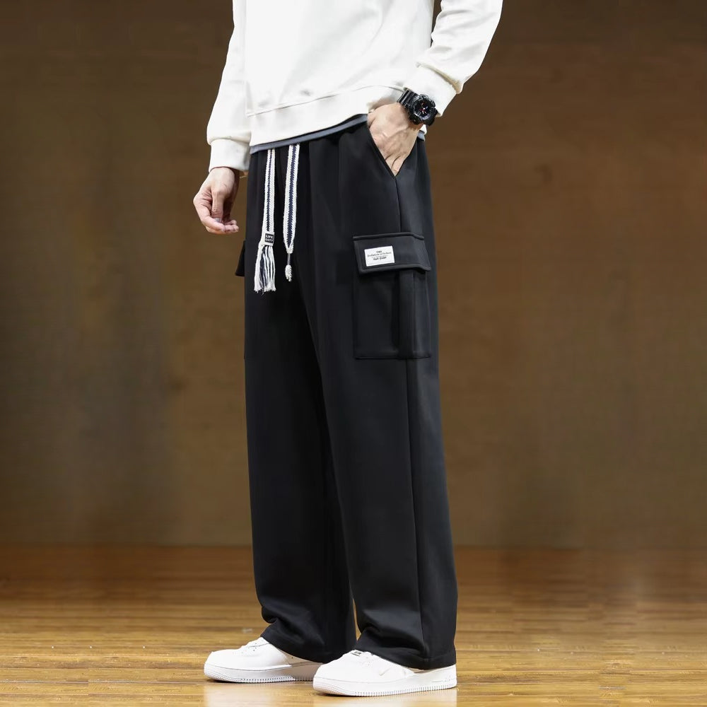 Alessandro Veneti charcoal urban utility cargo trousers with tactical side pockets and streamlined fit