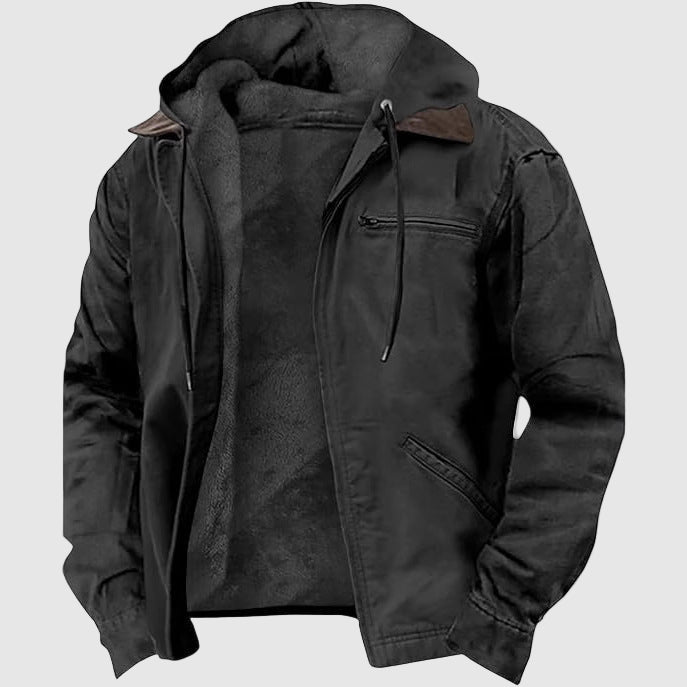 Alessandro Veneti Shield Soft Hooded Jacket in warm tones, relaxed fit with adjustable hood