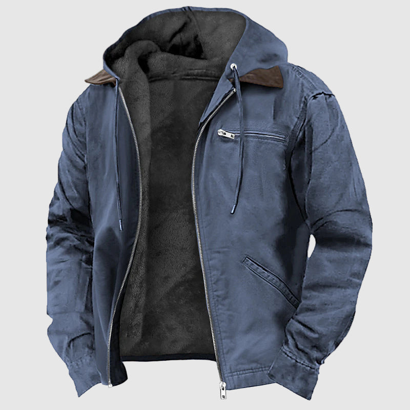 Alessandro Veneti Shield Soft Hooded Jacket in warm tones, relaxed fit with distinctive adjustable hood