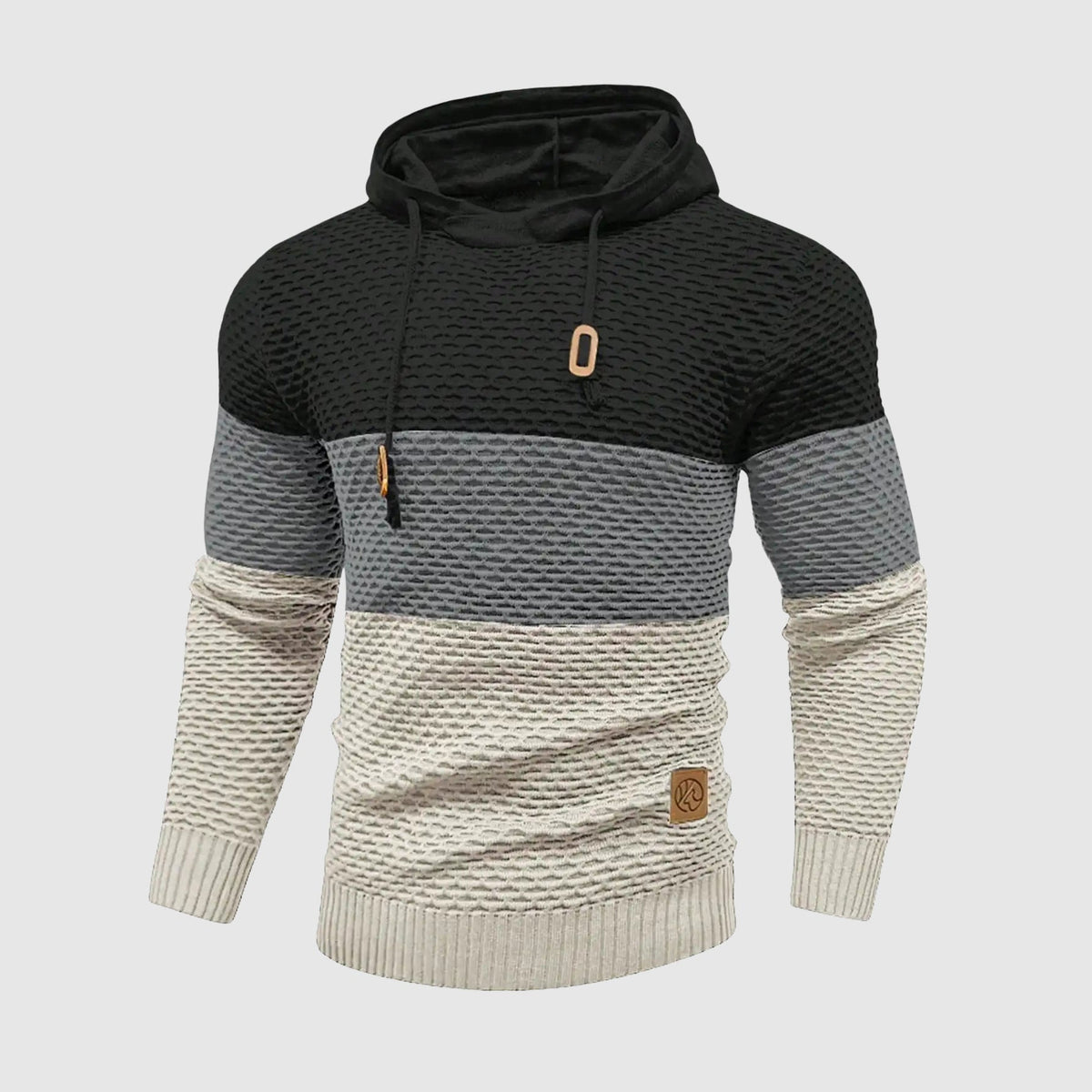 Alessandro Veneti triple tone knit pullover navy grey white textured stripe HeatLock insulated sweater