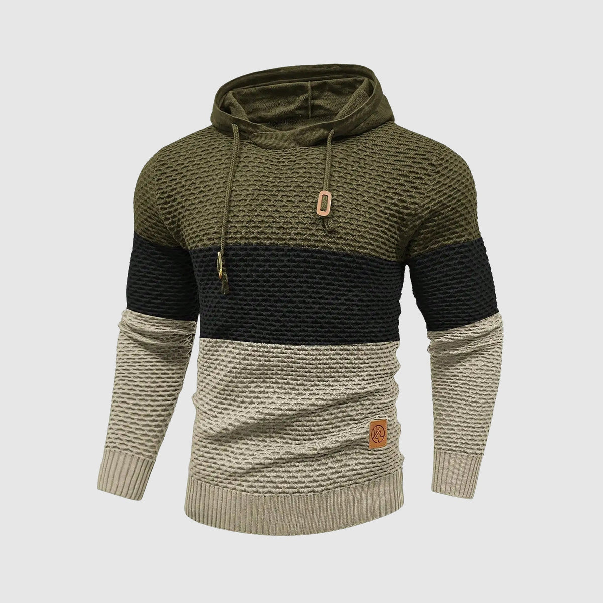 Alessandro Veneti triple tone knit pullover navy grey white textured stripe HeatLock insulated sweater