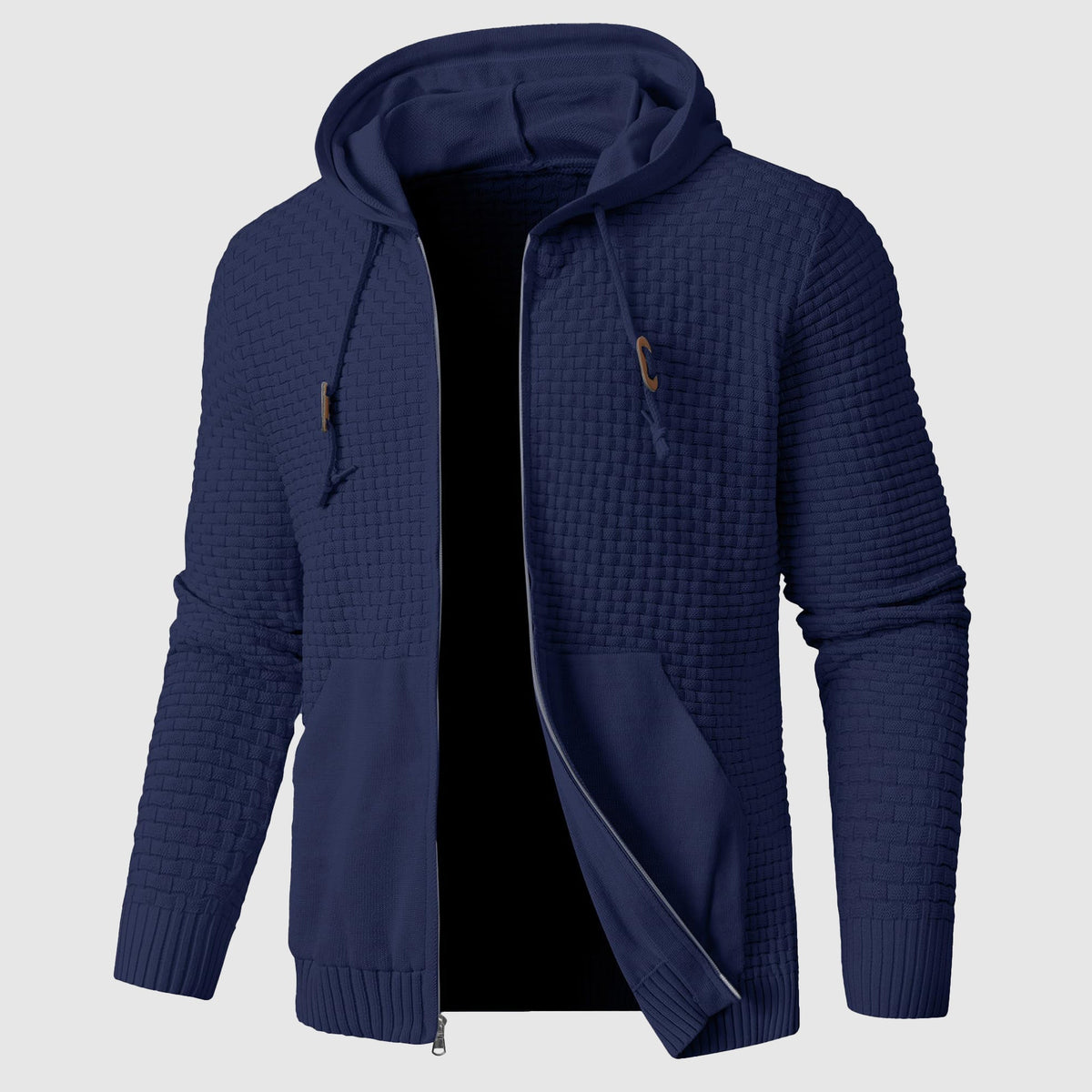 Alessandro Veneti gray poly-blend hoodie with robust knit construction and HeatLock insulation