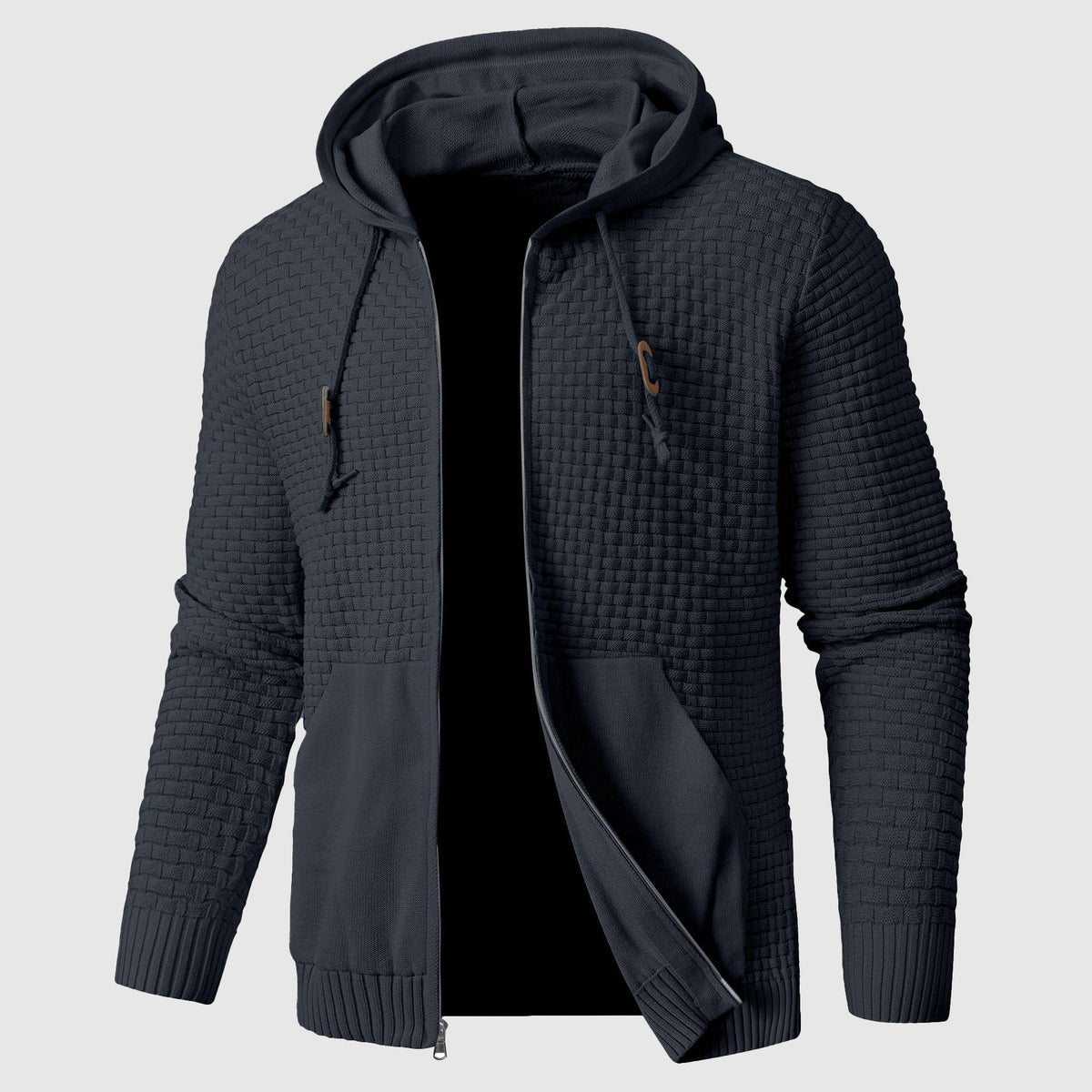 Alessandro Veneti gray urban hoodie with robust knit construction and HeatLock insulation poly-blend