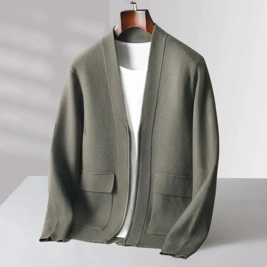 Alessandro virgin wool cardigan quarter-zip hand-knitted luxury knit modern comfort style