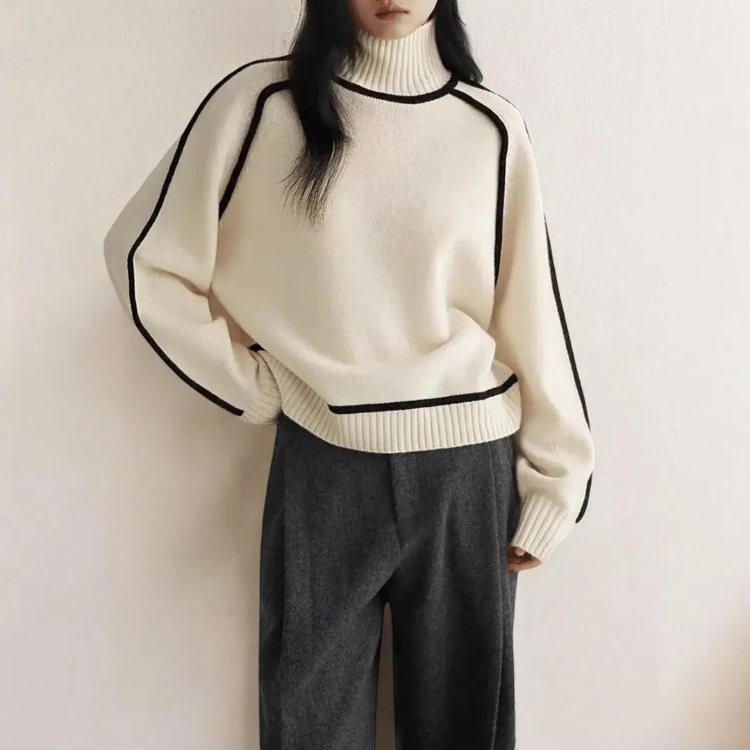 Soft knit turtleneck sweater unisex cozy fitted silhouette in timeless elegant style