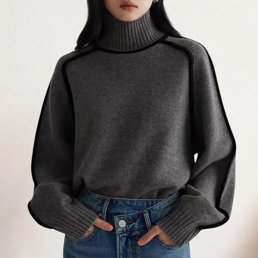 Tan unisex turtleneck sweater soft premium knit cozy fitted silhouette for women and men