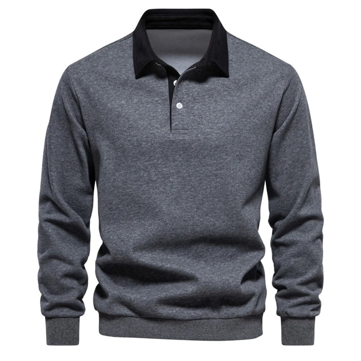 Black long-sleeve turtleneck sweater, slim fit with soft breathable fabric for all-day comfort