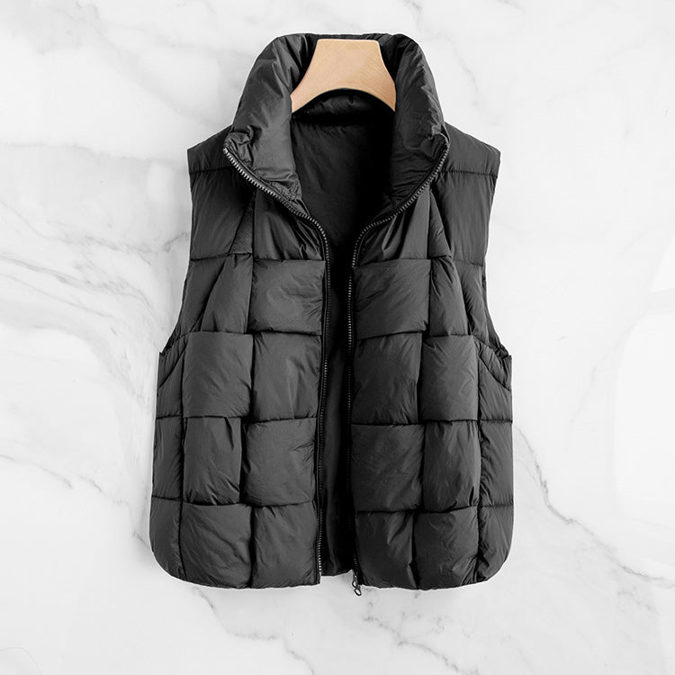 Women's ivory white duck down puffer coat, slim-fit silhouette with cotton-blend outer shell
