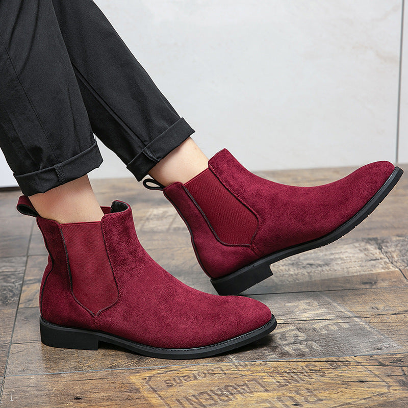 Mens Ankle Length Chelsea Boots With Elastic Side Panels In Faux Suede Stylish And Versatile Smart Casual Footwear