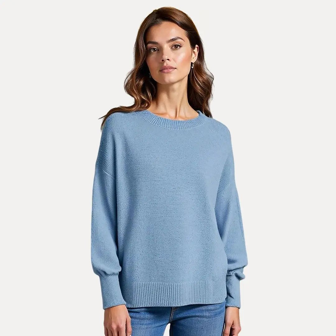 Arabella oversized knitted sweater in neutral tone with relaxed loose fit, perfect for cozy layering