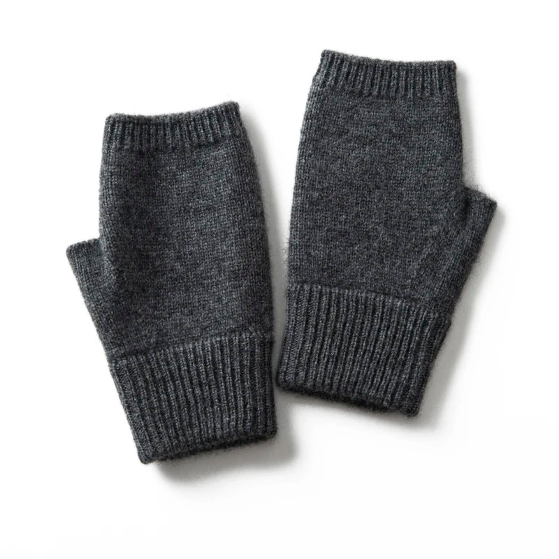 Ivory pure cashmere knit mittens with ribbed cuffs, luxurious winter accessory in elegant neutral tones