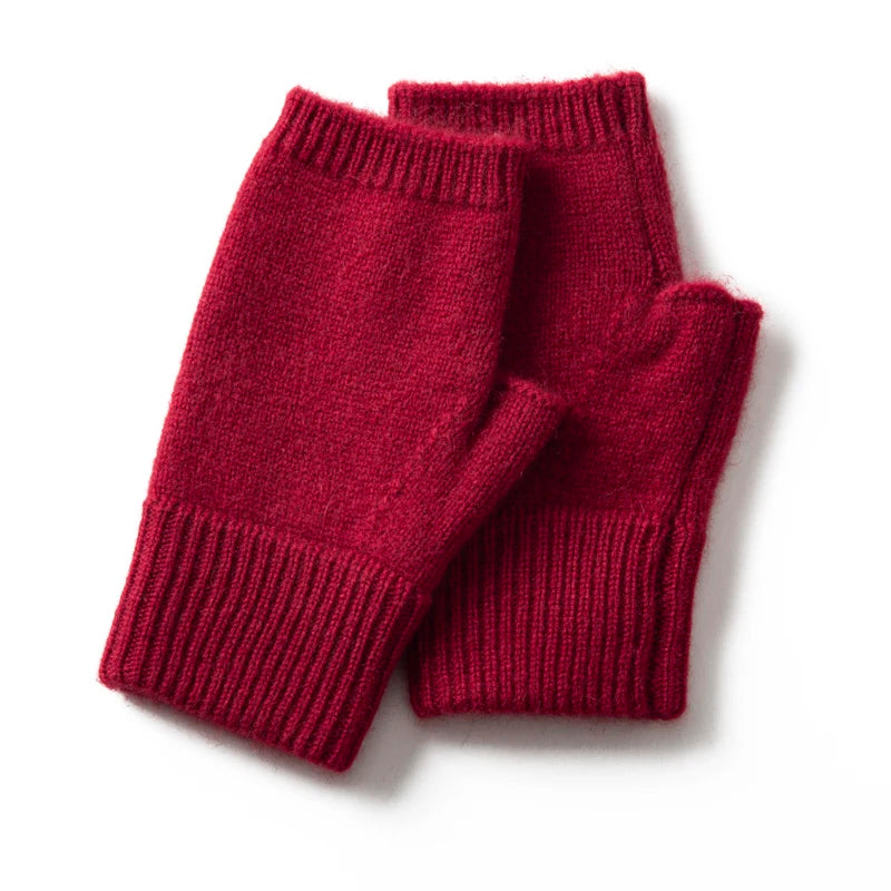 Ivory pure cashmere mittens with elegant knit design, ultra-soft luxury winter hand warmers